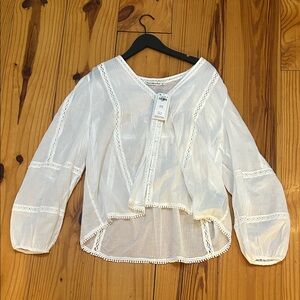 Abercrombie & Fitch White Cotton Blouse with Lace Details